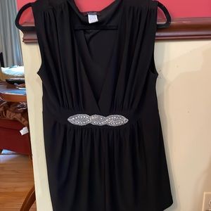 Black Low V-Neck Blouse